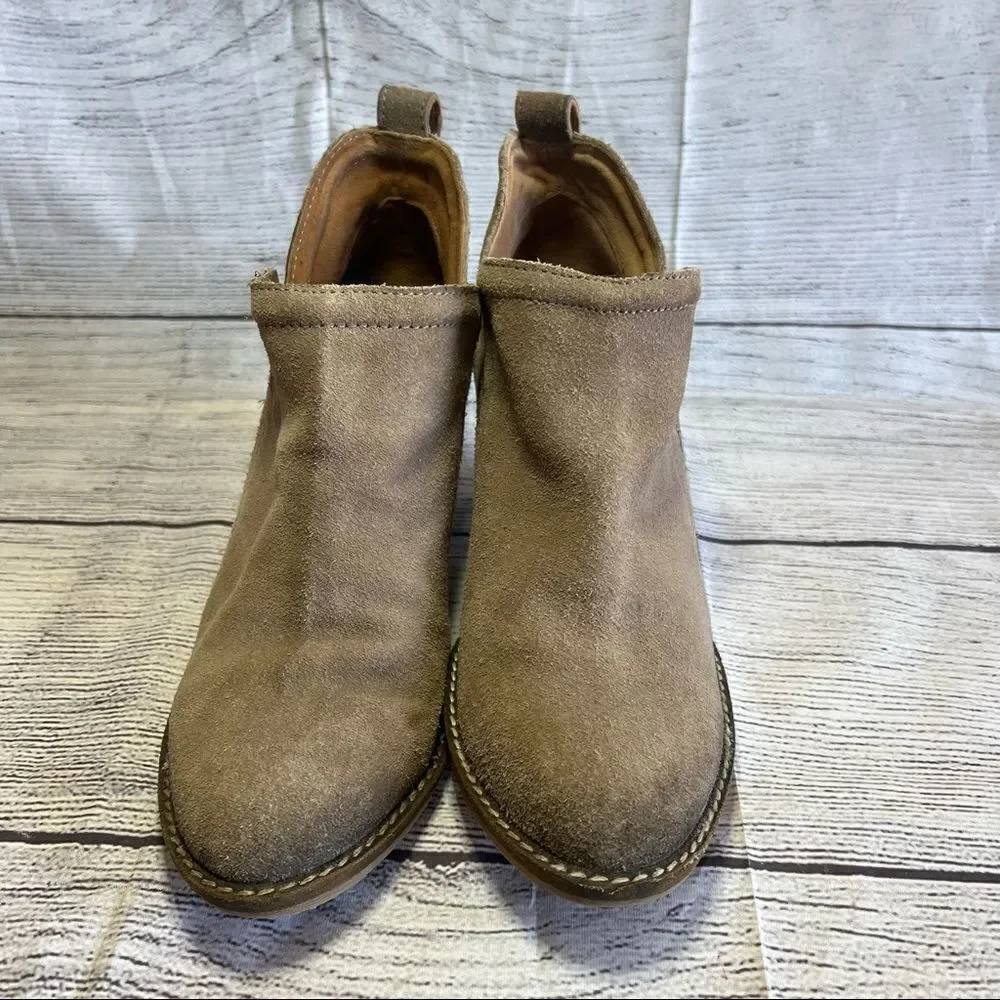 Jeffrey Campbell Women's Size 8 Rosalee Ankle Bootie Taupe Suede Western